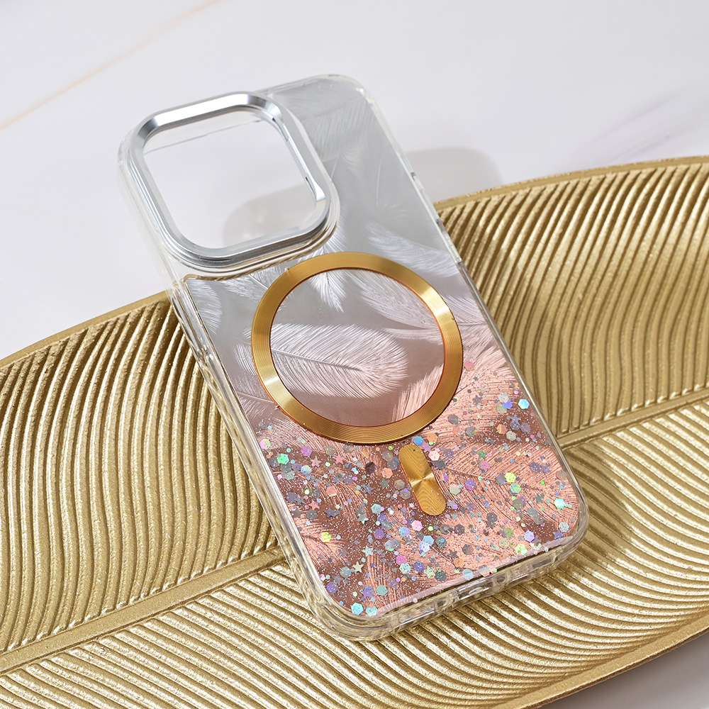 Torbica Magsafe Glitter za iPhone 15 Pro 6.1 zlatna
