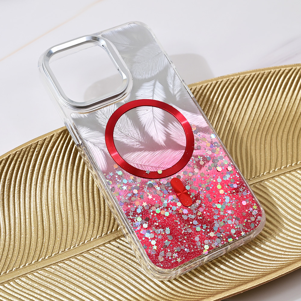 Torbica Magsafe Glitter za iPhone 15 Pro Max 6.7 crvena