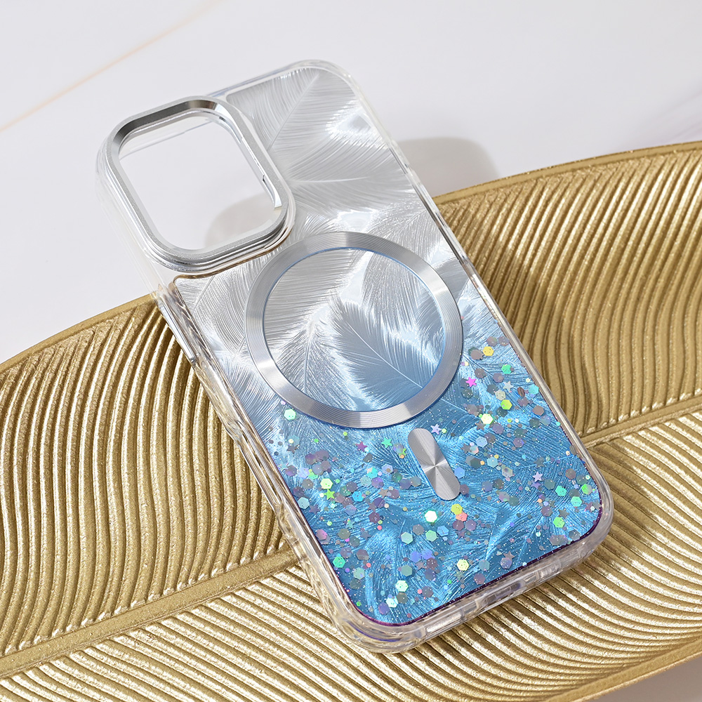 Torbica Magsafe Glitter za iPhone 16 6.1 svetlo plava
