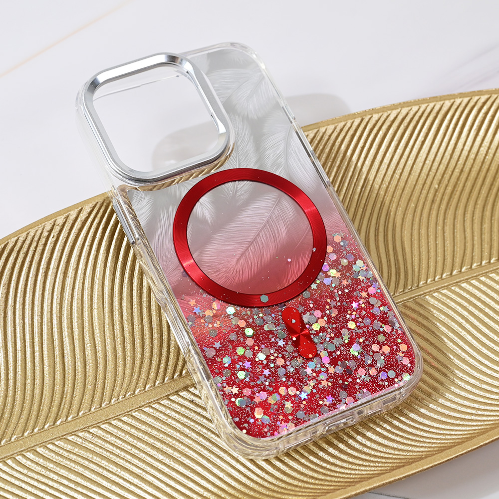Torbica Magsafe Glitter za iPhone 16 Pro 6.3 crvena