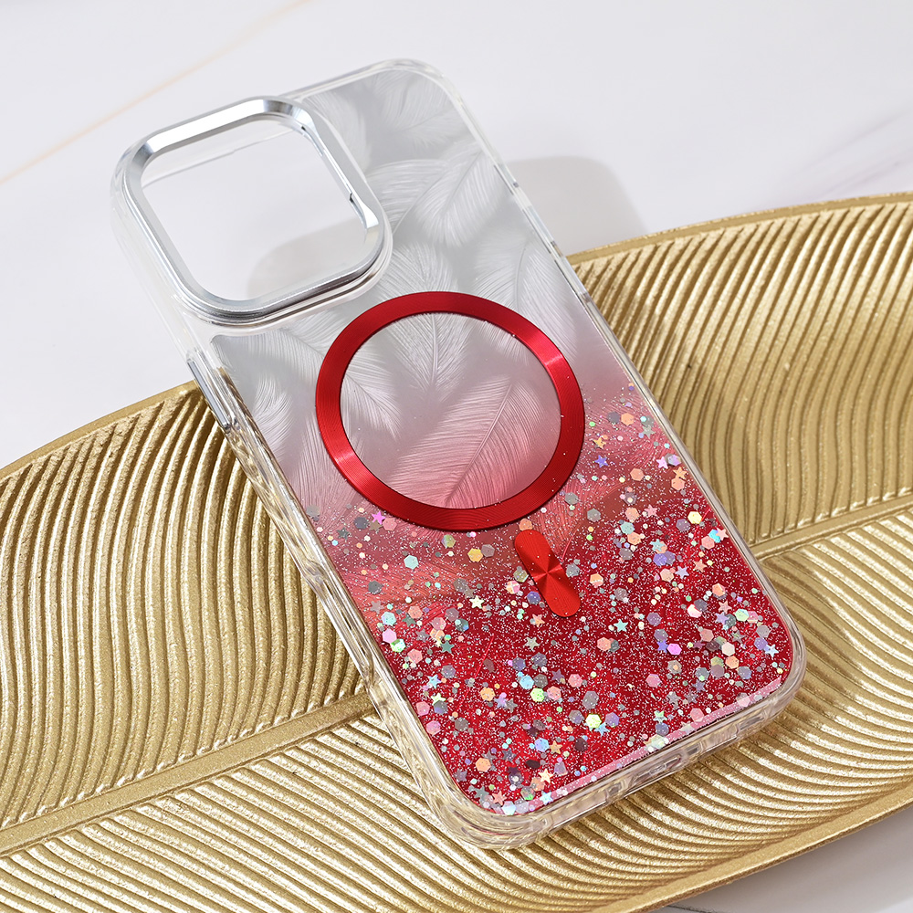 Torbica Magsafe Glitter za iPhone 16 Pro Max 6.9 crvena
