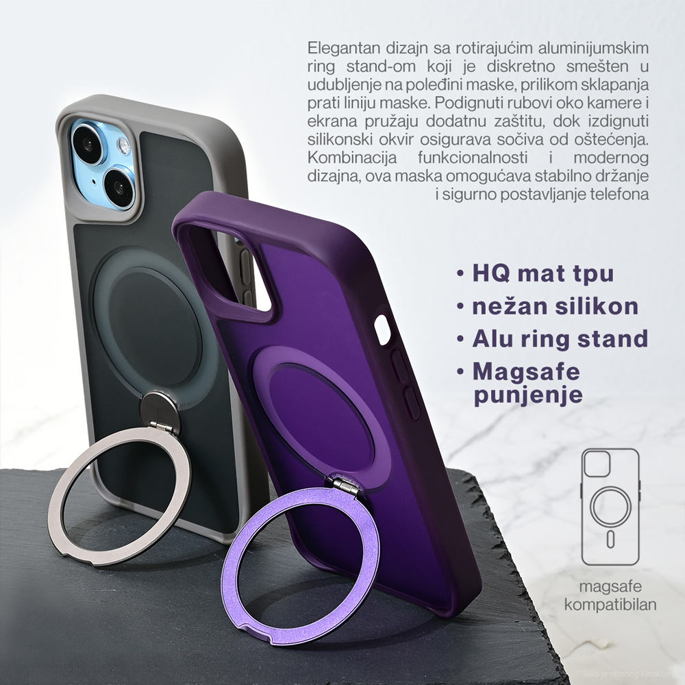 Torbica Magsafe Ring Stand za iPhone 13 6.1 ljubicasta