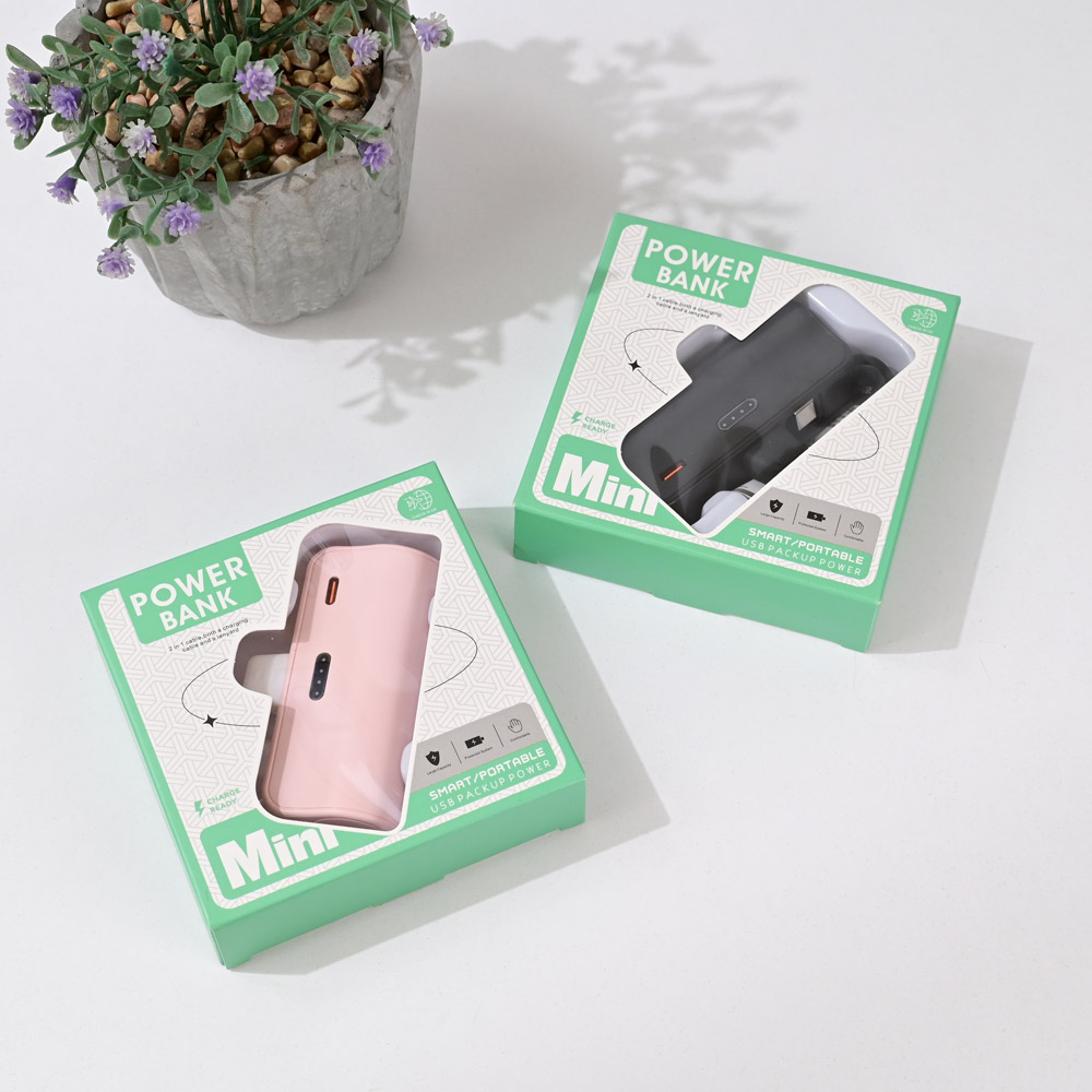 Power bank prenosiva baterija privezak 5000mAh fast lightning roze