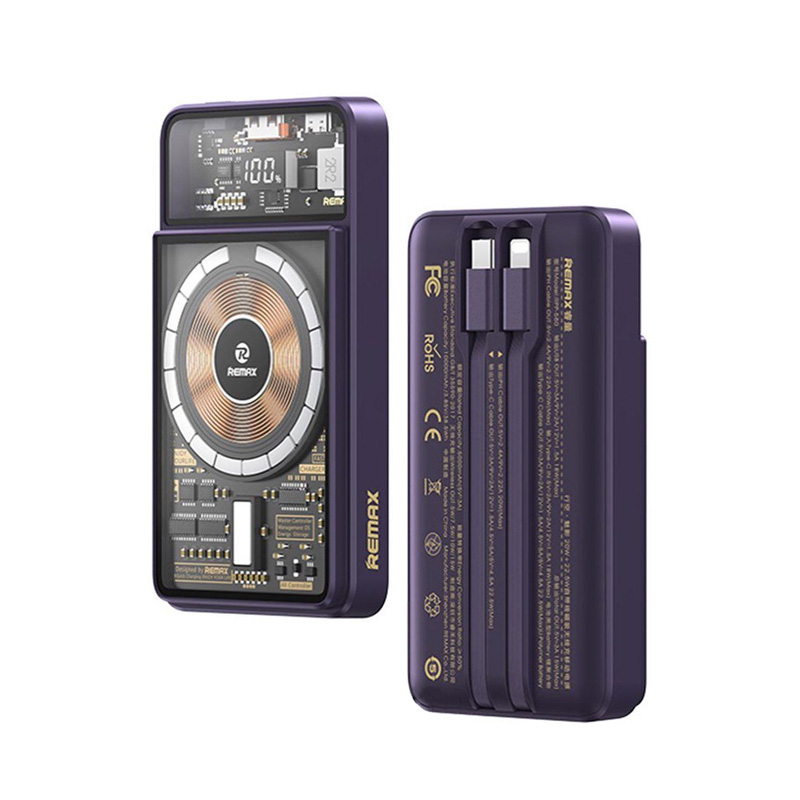 Power bank prenosiva baterija REMAX Phantom Series RPP-580 PD 20W+QC 22.5W 10000mAh ljubicasti