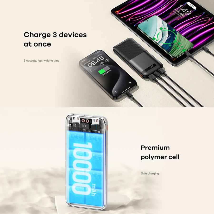 Power bank prenosiva baterija REMAX Piloteer Series RPP-71 20W+22.5W Fast Charging 10000mAh crni