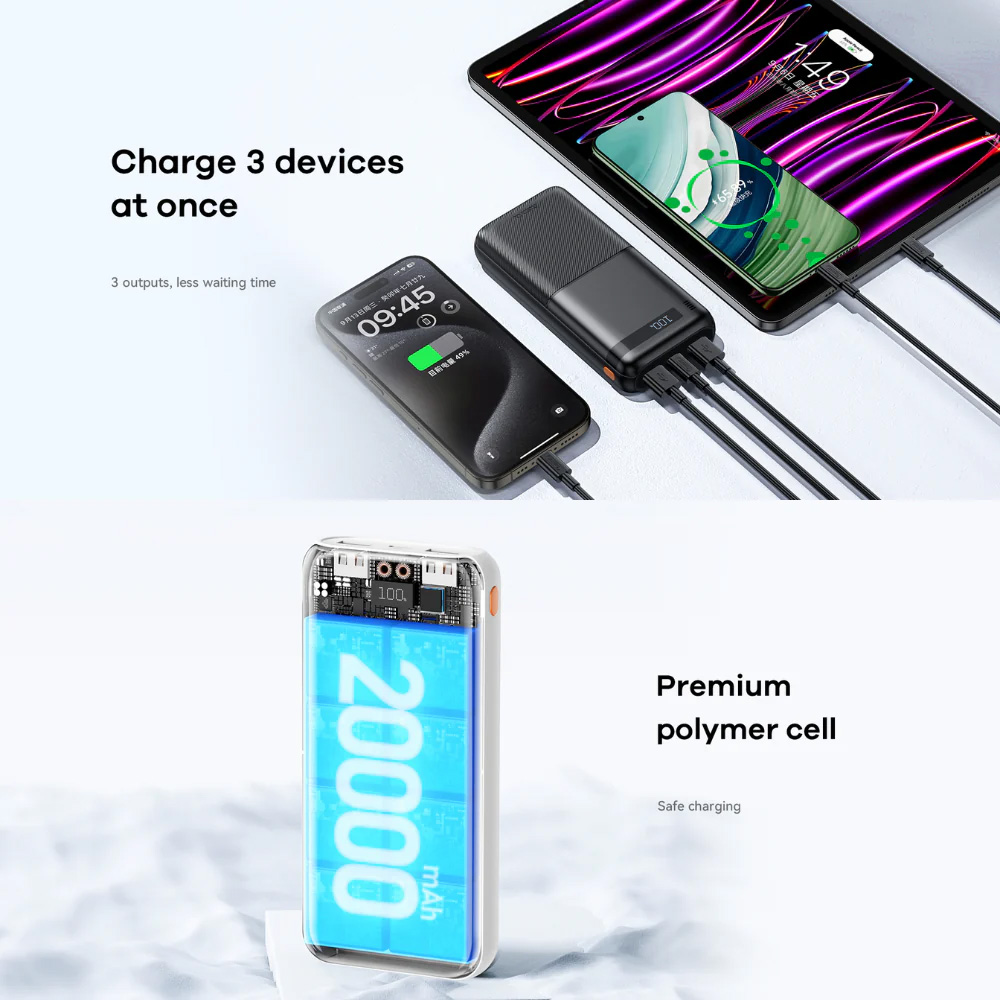 Power bank prenosiva baterija REMAX Piloteer Series RPP-72 20W+22.5W Fast Charging 20000mAh beli