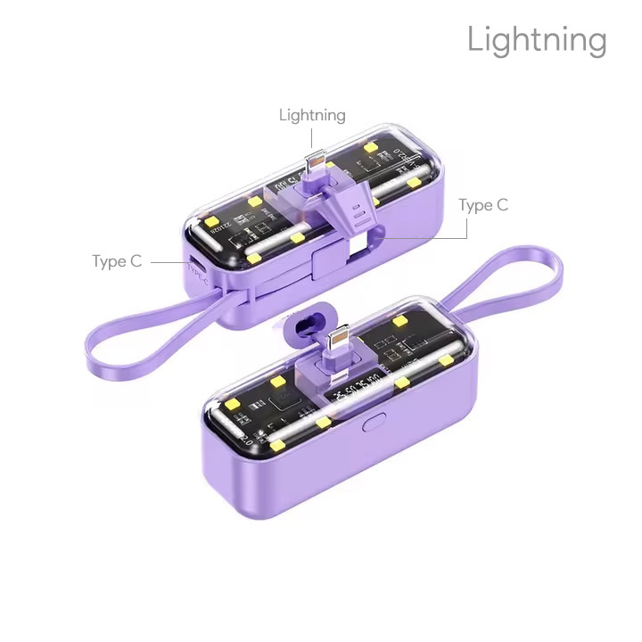 Power bank prenosiva baterija privezak Oxpower 5000mAh lightning ljubicasta