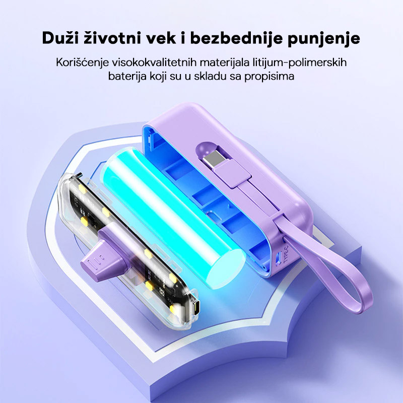 Power bank prenosiva baterija privezak Oxpower 5000mAh Type C crna