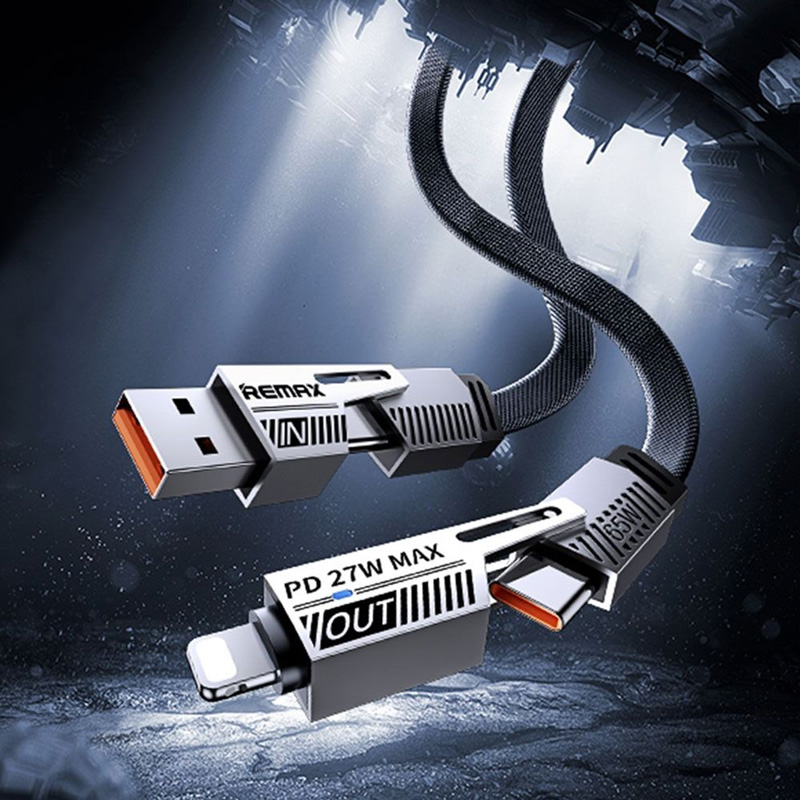 Data kabl REMAX RC-C189 PD 65W, QC 3.0 USB Lightning 27W, 2u1 crni 1m
