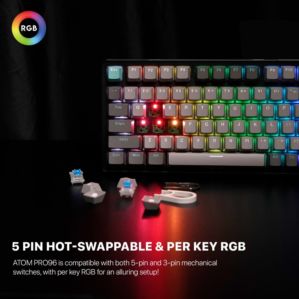 Tastatura Mehanicka Gaming Fantech MK914 RGB Atom PRO96 Wireless Saturn (red switch)