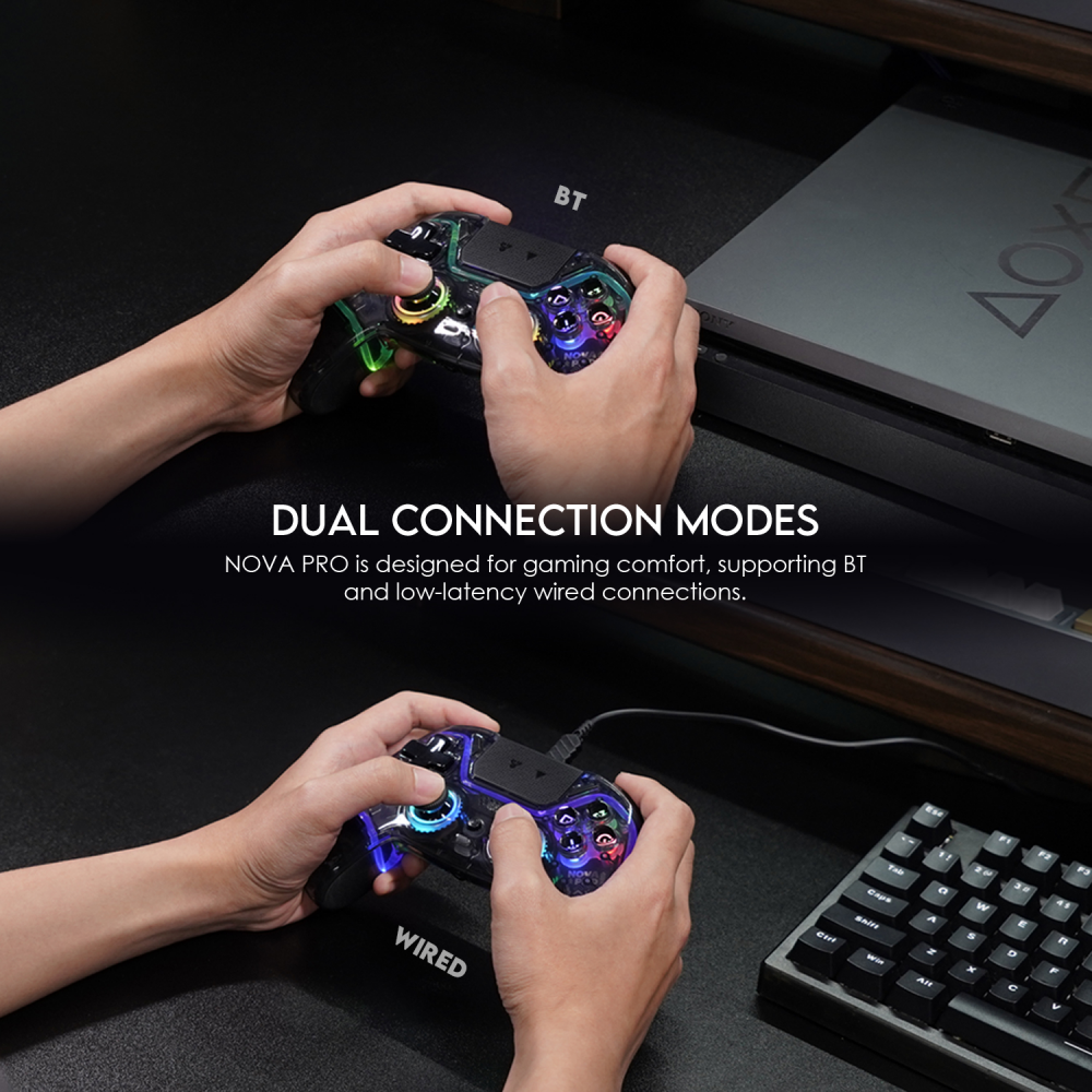 Joypad wireless Fantech WGP14V2 NOVA PRO multiplatform RGB CLEAR ljubicasti