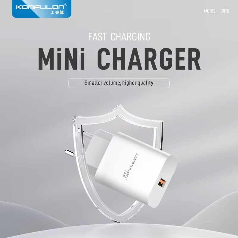 Kucni punjac KONFULON C87Q, sa micro USB kablom beli