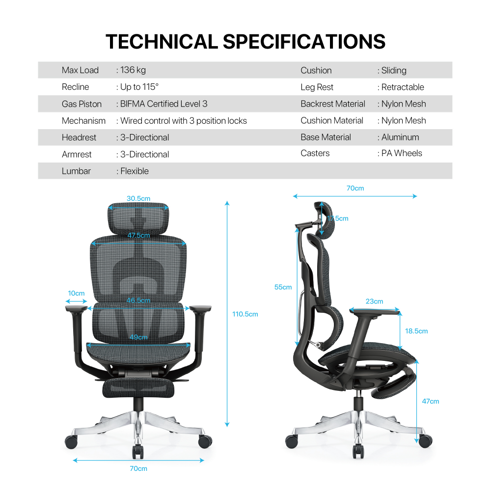 Stolica Office Fantech OC3 Ergonomska crna