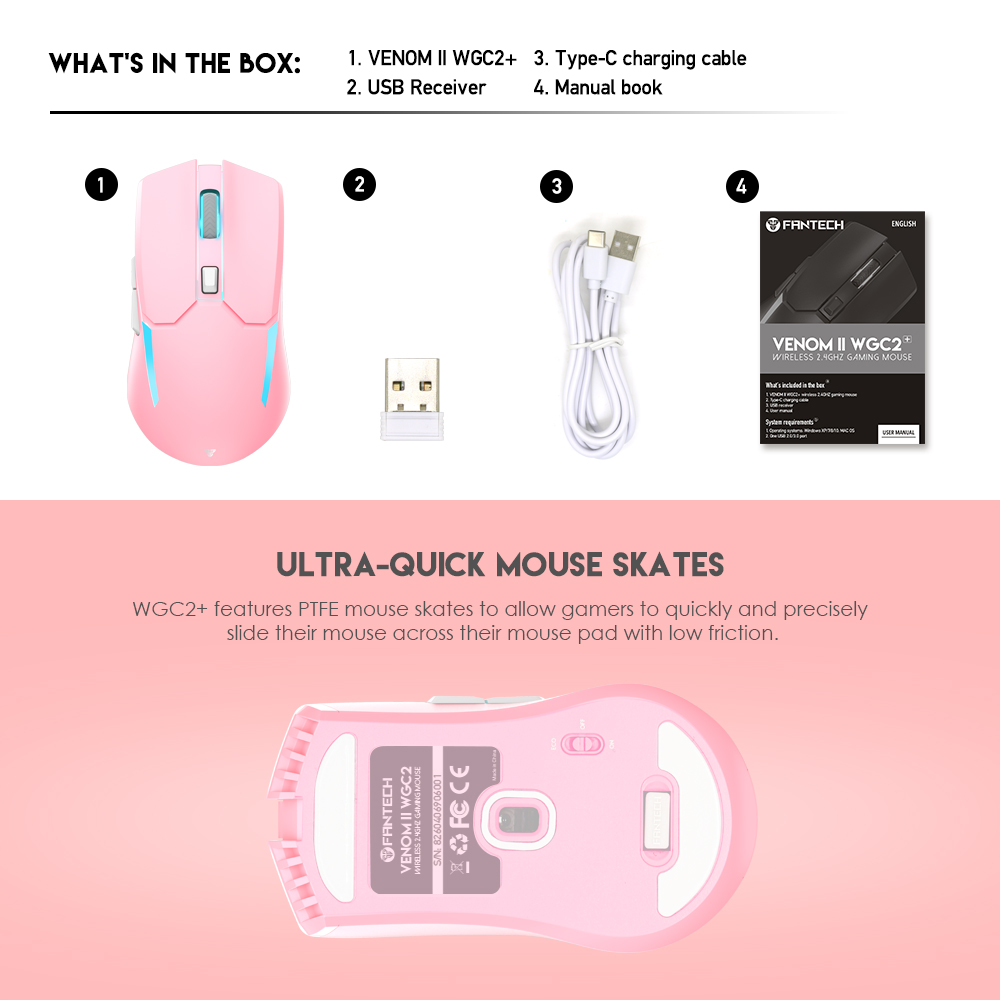 Mis Wireless Gaming Fantech WGC2 Venom II Sakura