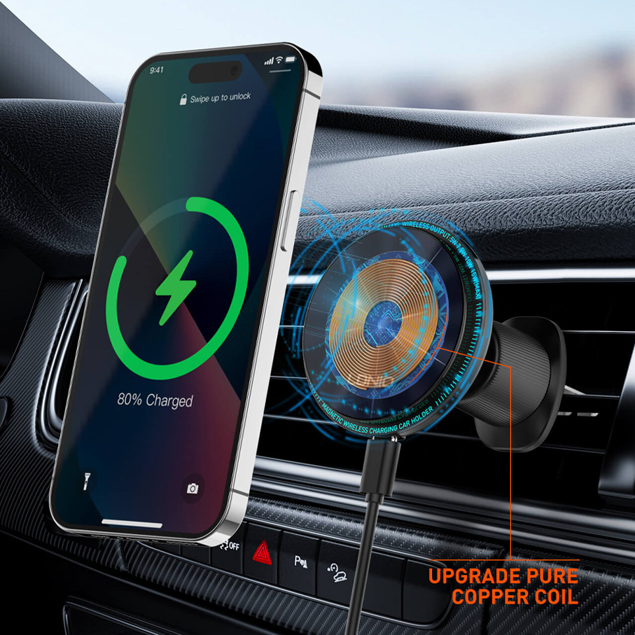 Auto stalak za ventilaciju LDNIO MA23 15W Wireless magnetic crni