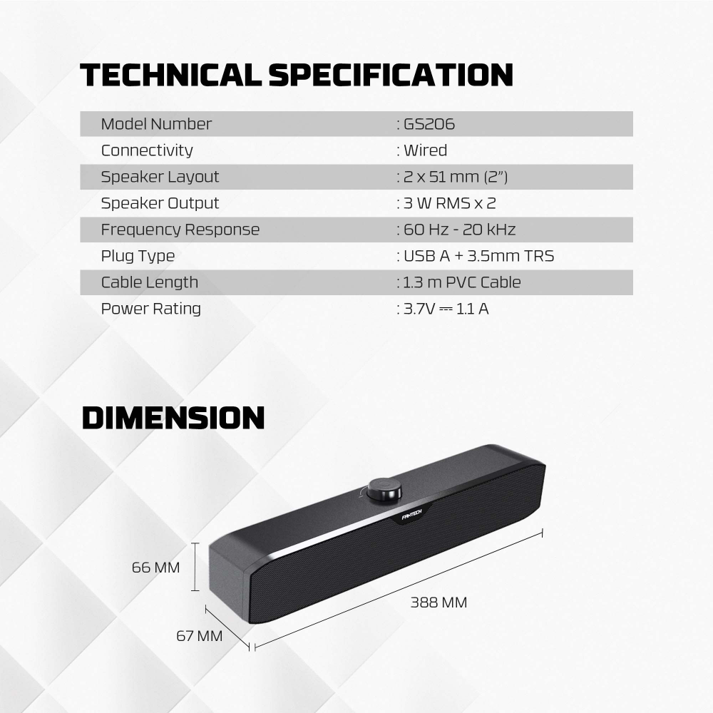 Laptop zvucnik Fantech GS206 GROOVE BAR LITE crni