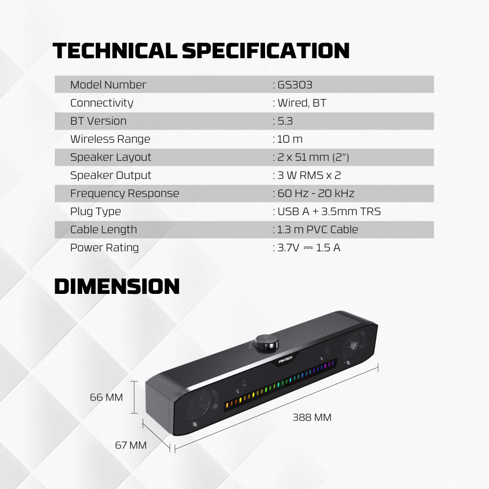 Bluetooth zvucnik Fantech GS303 GROOVE BAR crni