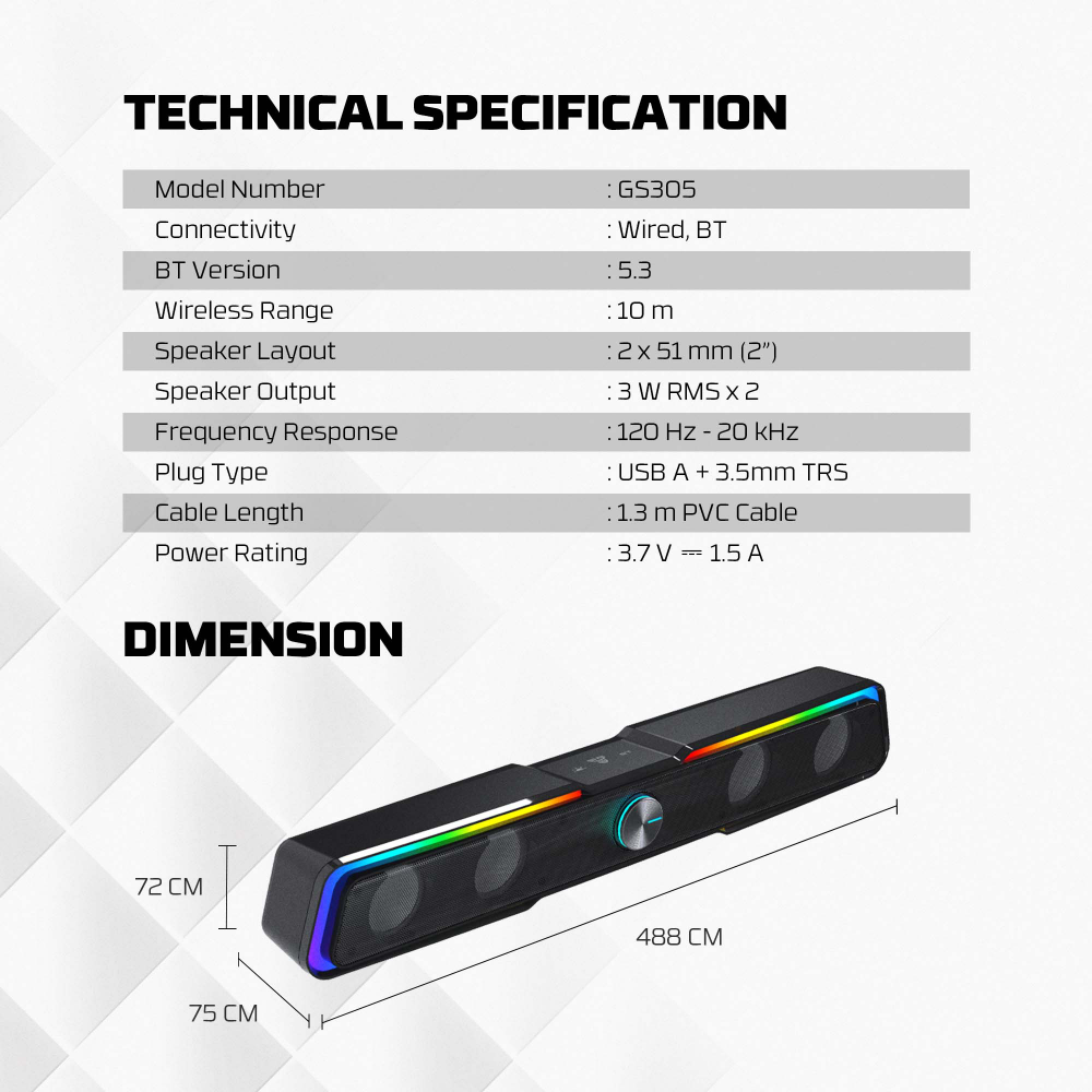 Bluetooth zvucnik Fantech GS305 BEAT BAR crni