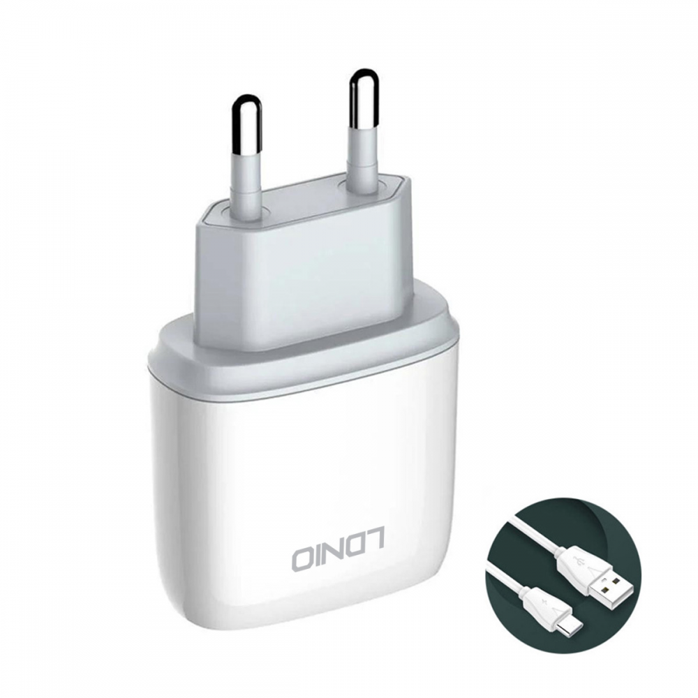 Kucni punjac LDNIO A1209Q QC3.0, 18W sa Type C kablom beli