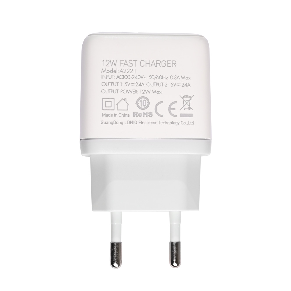 Kucni punjac LDNIO A2221 2xUSB, 12W beli