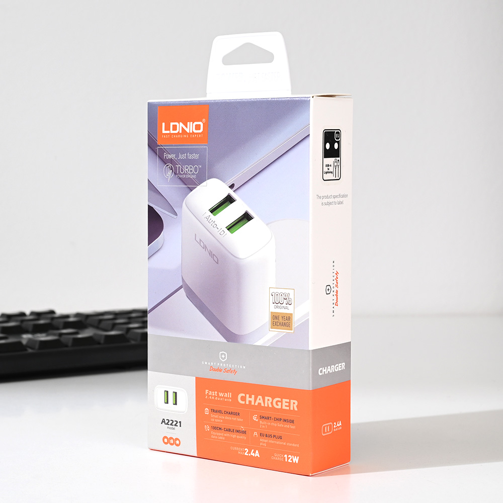 Kucni punjac LDNIO A2221 2xUSB, 12W sa micro USB kablom beli
