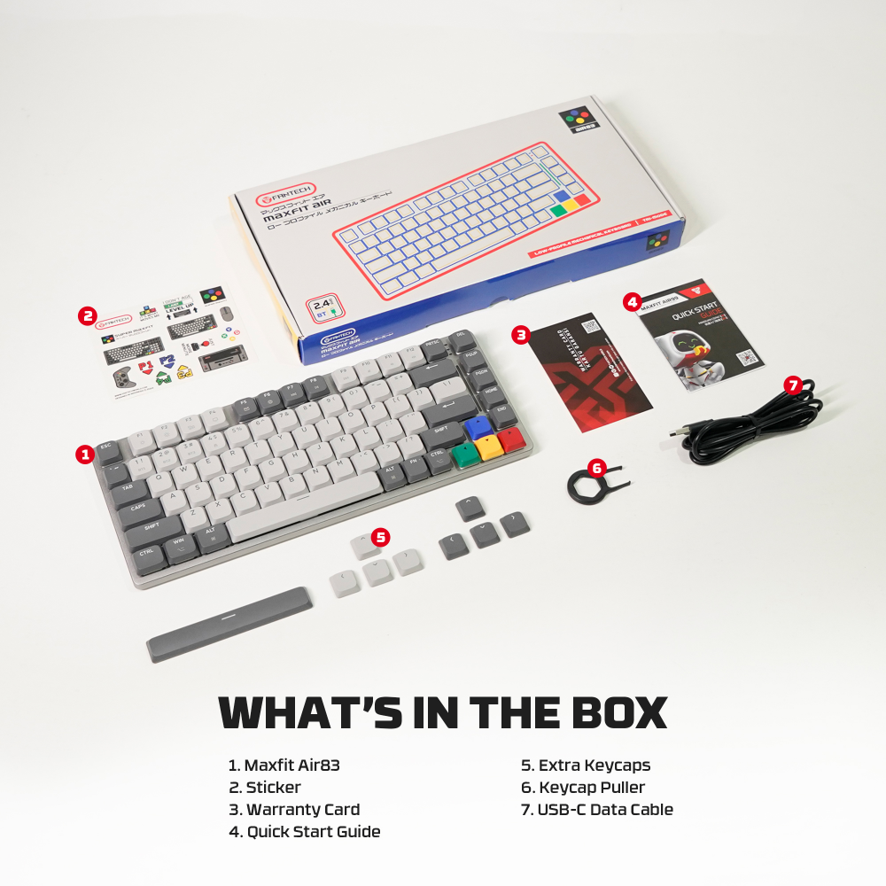Tastatura Mehanicka Gaming Fantech MK915 RGB Maxfit AIR83 Wireless grey (red switch)