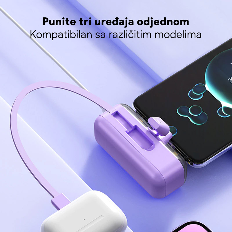Power bank prenosiva baterija privezak Oxpower 5000mAh Type C roze