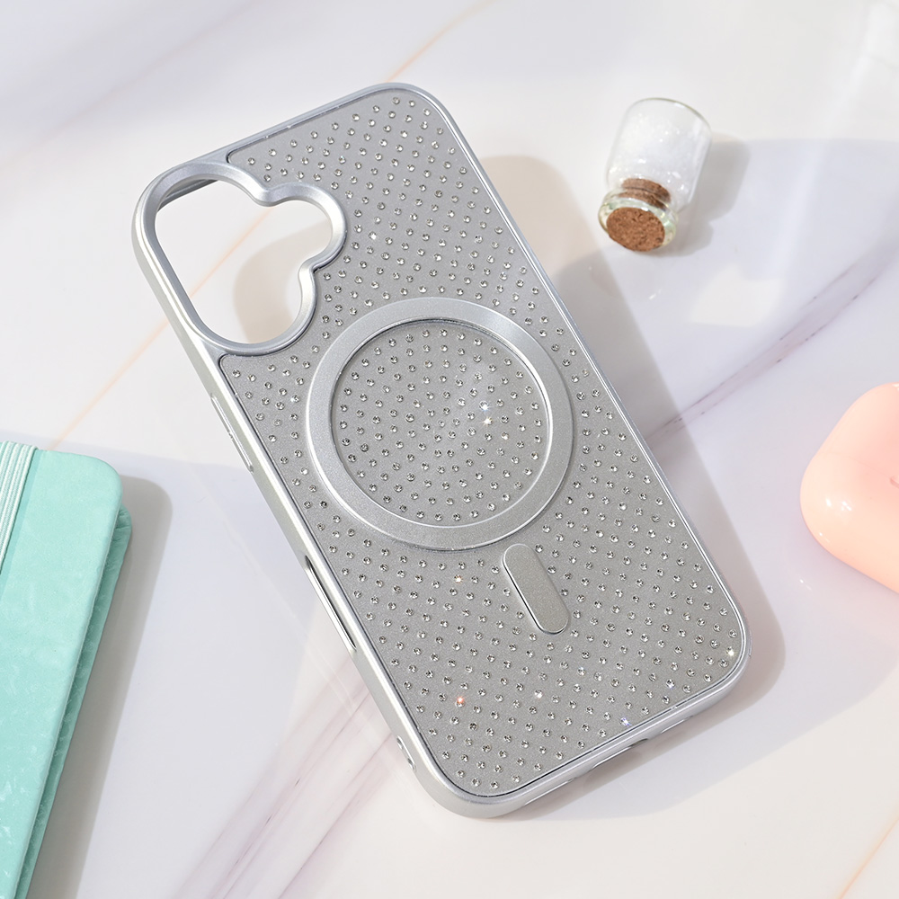 Torbica Magsafe Crystal Glow za iPhone 16 6.1 srebrna