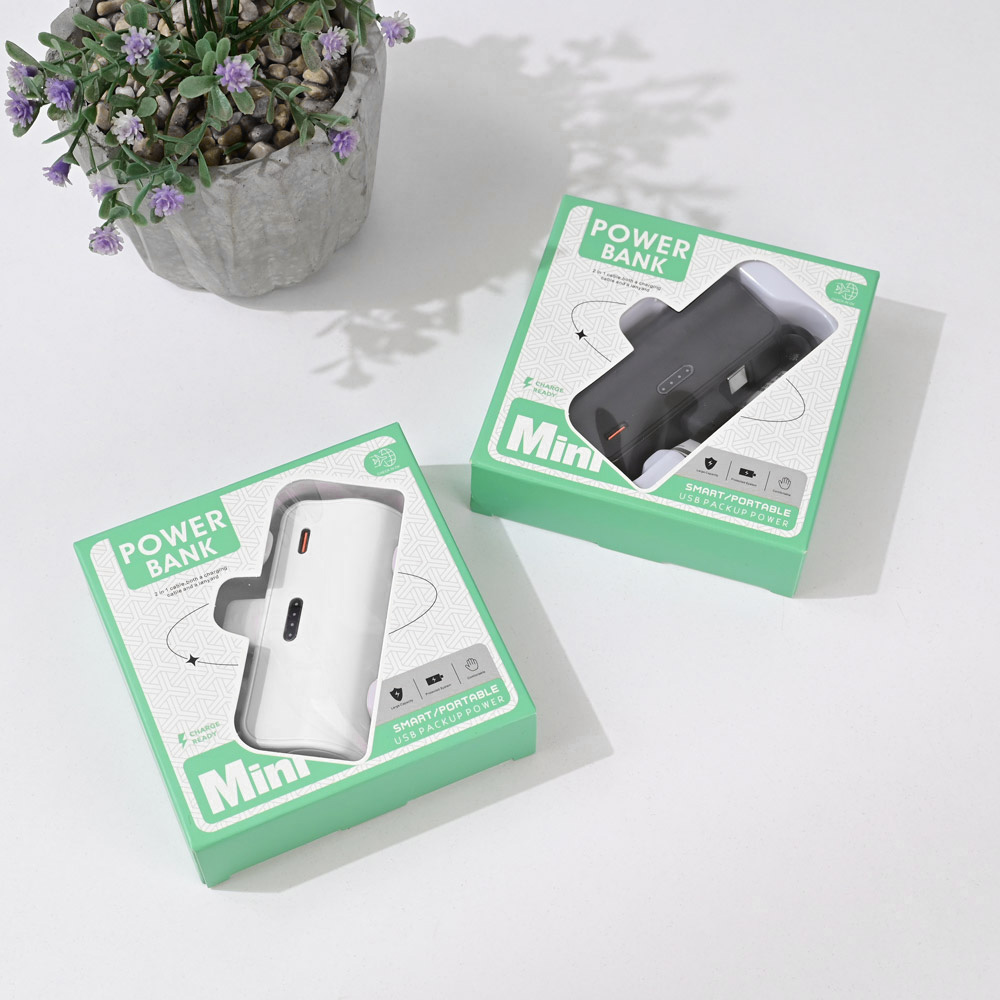 Power bank prenosiva baterija privezak 5000mAh 15W lightning bela