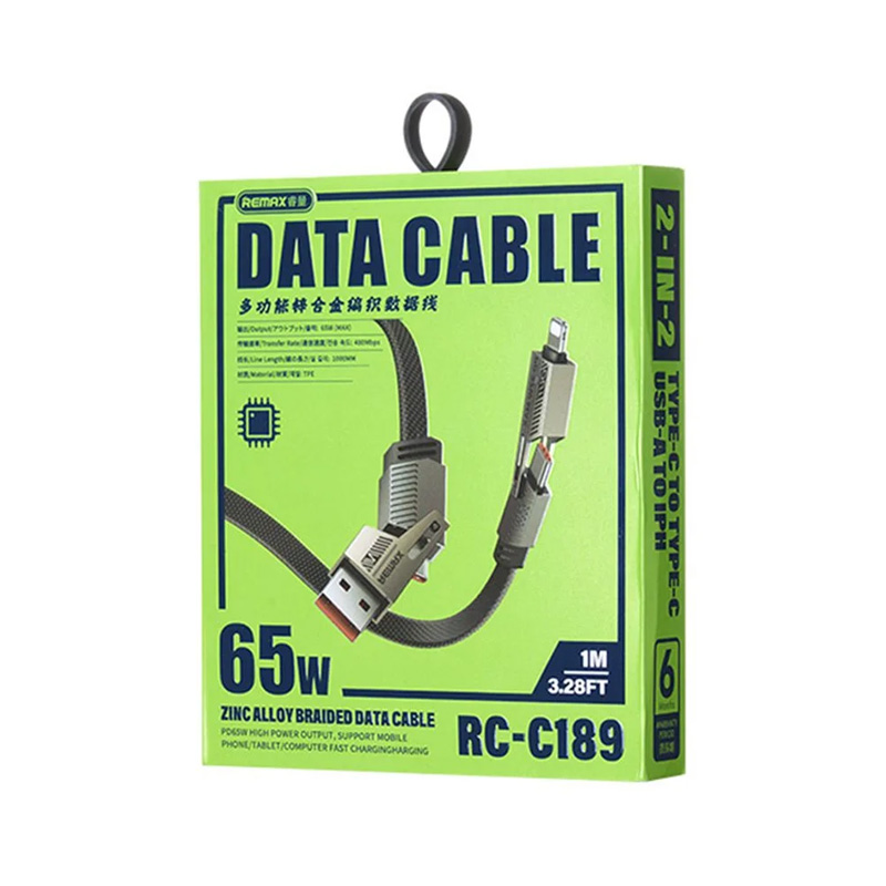 Data kabl REMAX RC-C189 65W 4-in-1 Fast Charging crni 1m