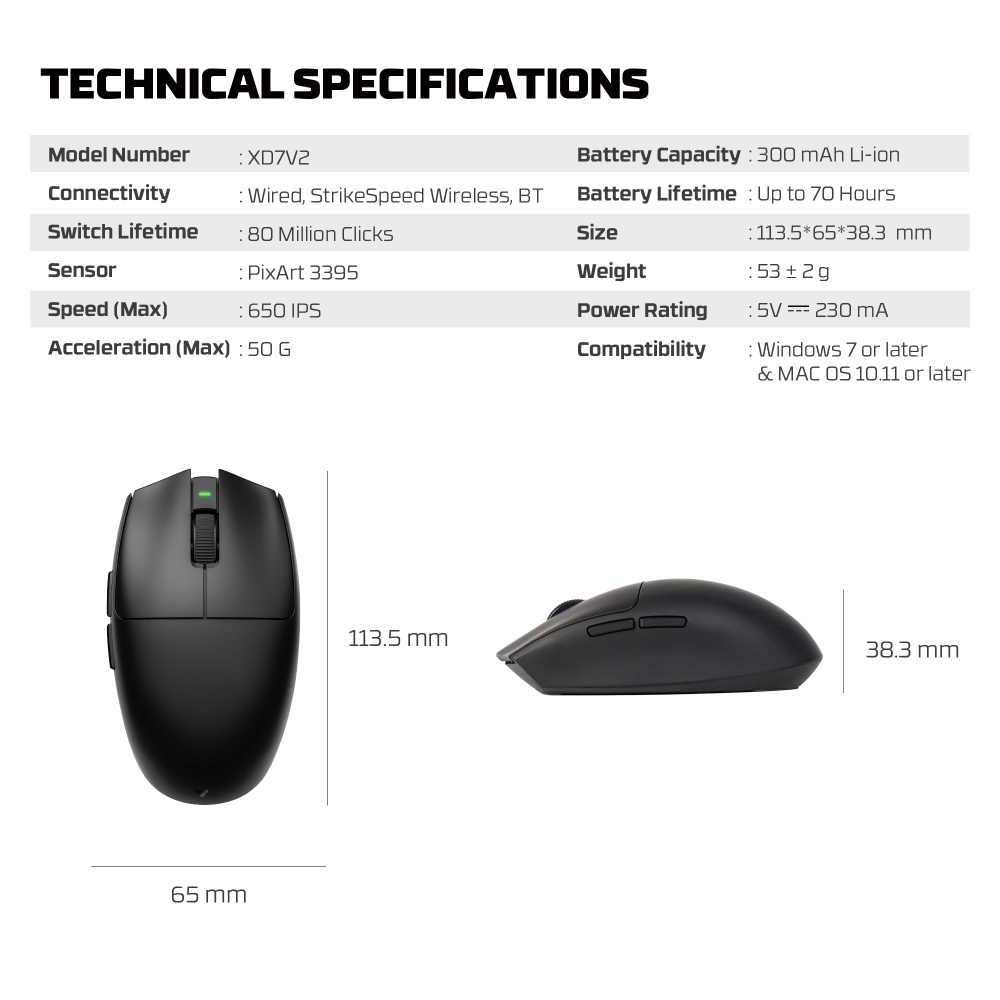 Mis Wireless Gaming Fantech XD7V2 Aria II crveni