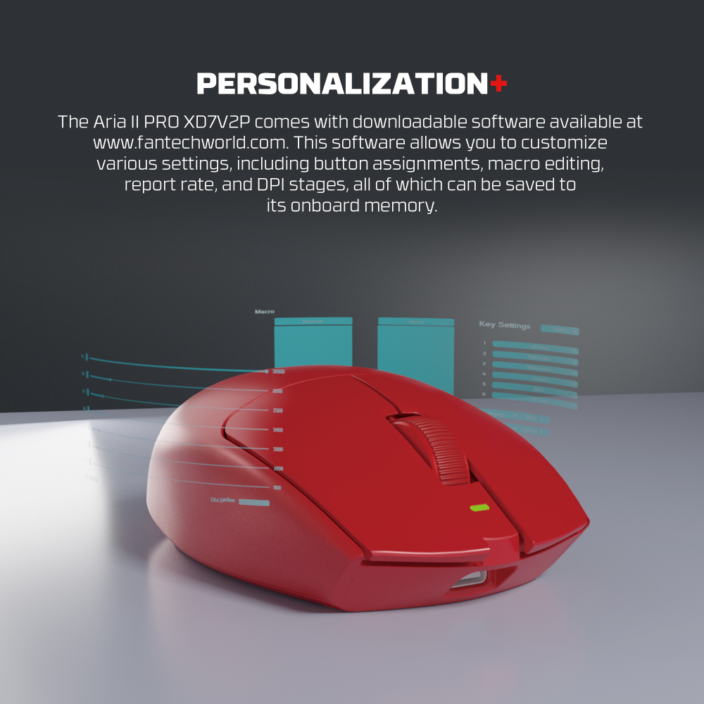 Mis Wireless Gaming Fantech XD7V2P Aria II PRO crveni