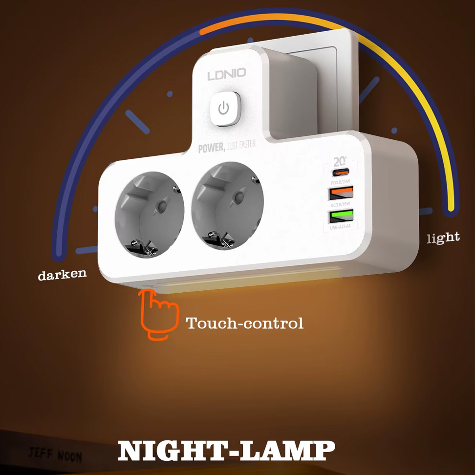Produzni kabl LDNIO SE2337 2500W (lopov) EU 2 uticnice + 2xUSB QC3.0 18W, PD 20W beli