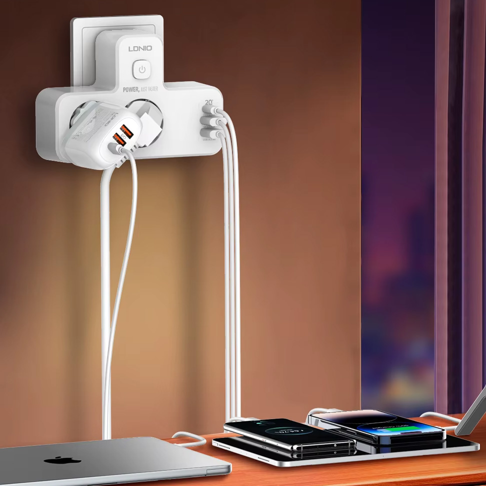 Produzni kabl LDNIO SE2337 2500W (lopov) EU 2 uticnice + 2xUSB QC3.0 18W, PD 20W beli