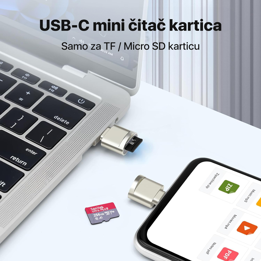 Mini card reader Type C JWD sivi