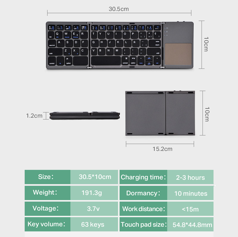 Tastatura Wireless sa touchpadom rasklopiva bela