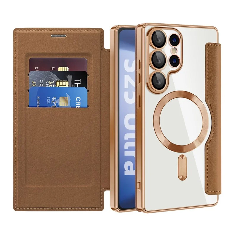 Torbica Magsafe Lux Bi Fold za Samsung S938B Galaxy S25 Ultra braon