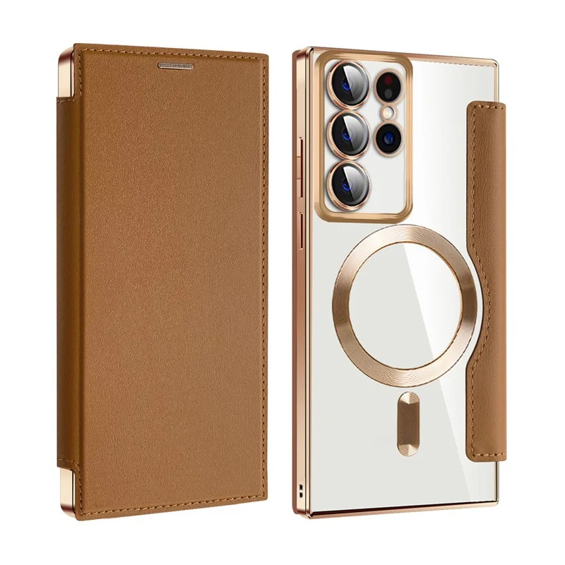 Torbica Magsafe Lux Bi Fold za Samsung S908B Galaxy S22 Ultra braon