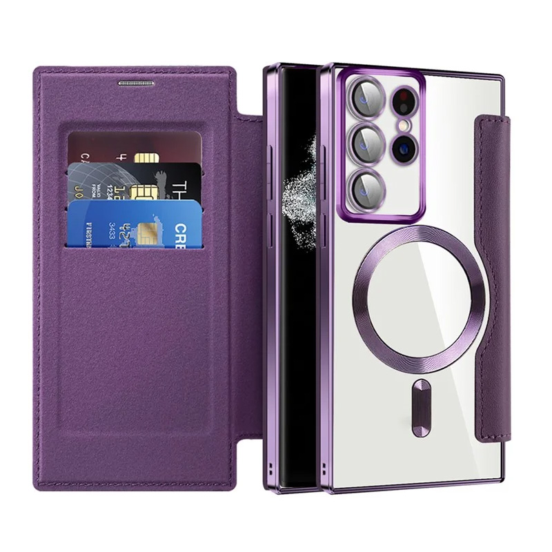 Torbica Magsafe Lux Bi Fold za Samsung S908B Galaxy S22 Ultra ljubicasta