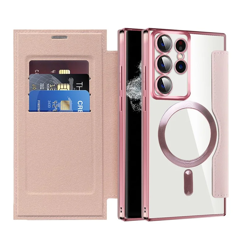 Torbica Magsafe Lux Bi Fold za Samsung S908B Galaxy S22 Ultra roze