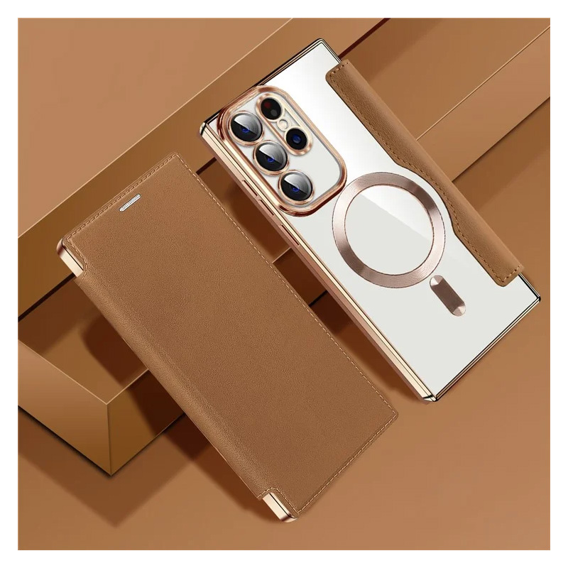 Torbica Magsafe Lux Bi Fold za Samsung S918B Galaxy S23 Ultra braon