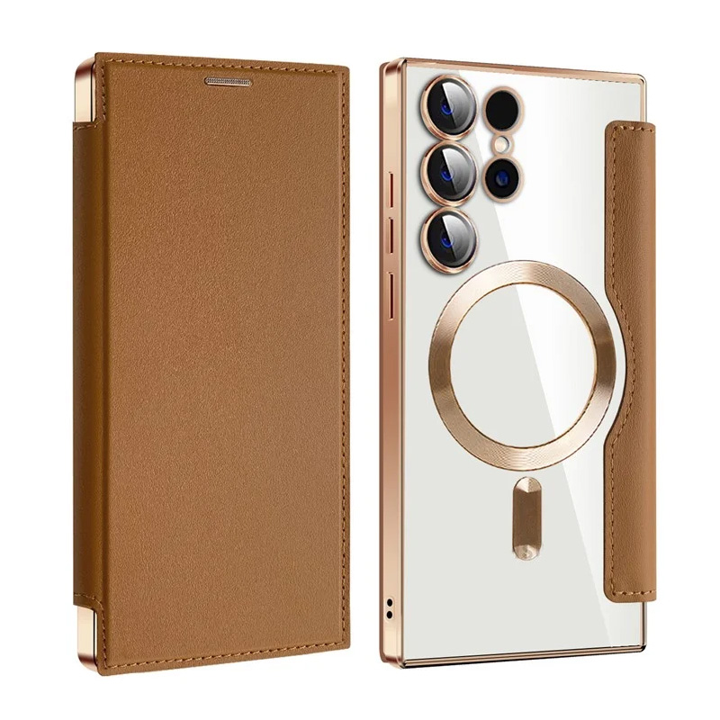 Torbica Magsafe Lux Bi Fold za Samsung S928B Galaxy S24 Ultra braon