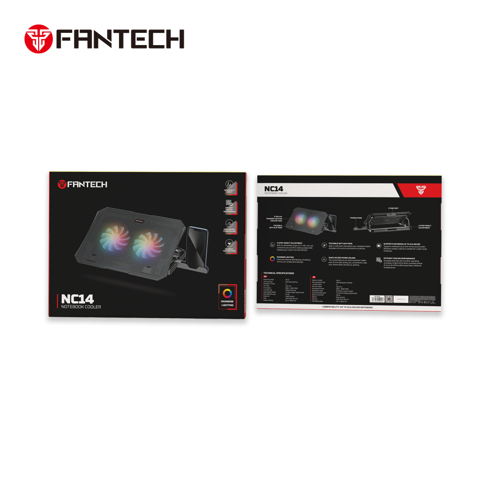 Laptop Cooler Fantech NC14 RGB crni