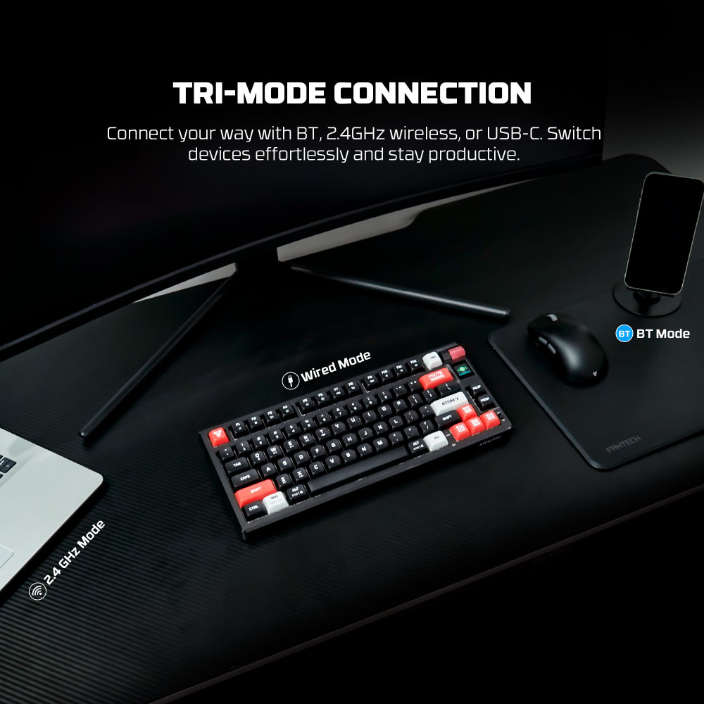 Tastatura Mehanicka Gaming Fantech MK917 RGB Atom PRO79 Wireless crna (Red switch)
