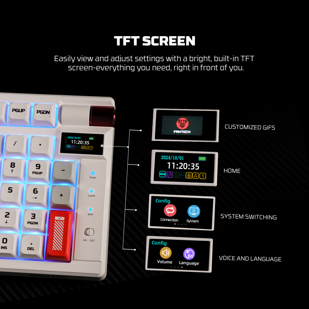 Tastatura Mehanicka Gaming Fantech MK918 RGB Atom PRO97 Wireless bela (Red switch)