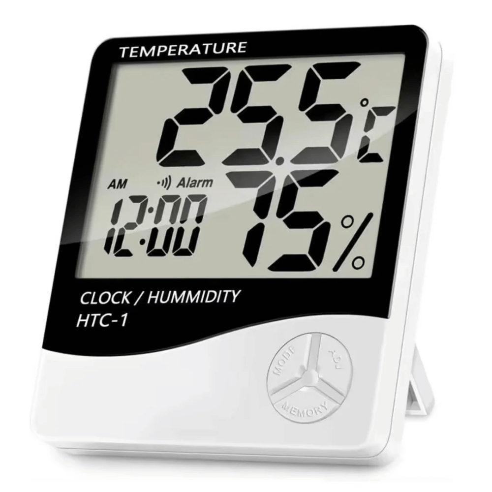 Termometar HTC-1 JWD temperetura, sat, vlaznost vazduha beli