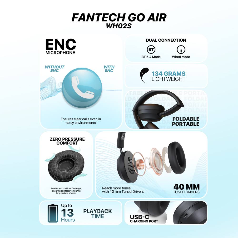 Bluetooth slusalice Fantech GO Air WH02S crne