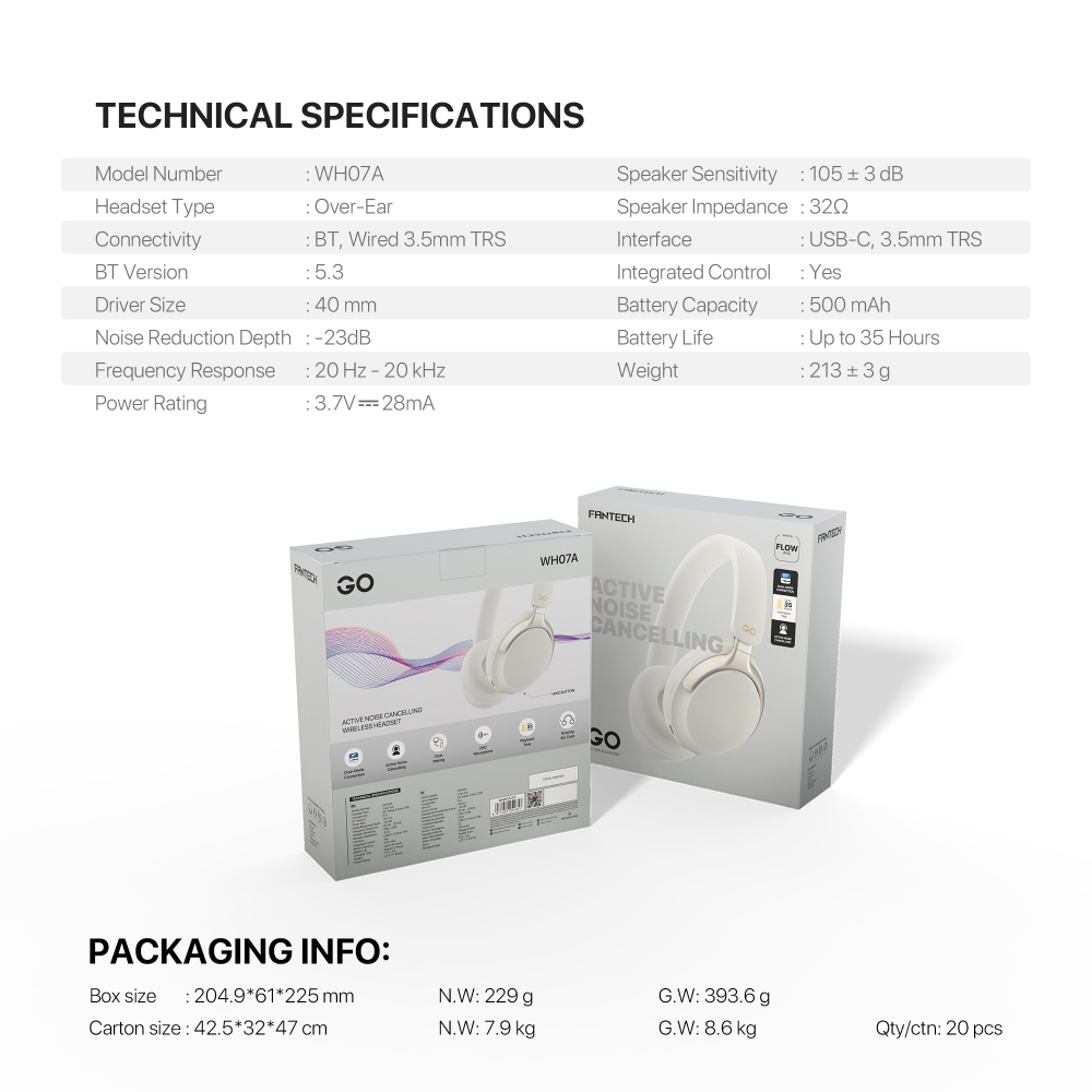 Bluetooth slusalice Fantech GO Flow WH07A sive