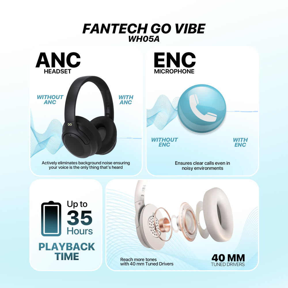Bluetooth slusalice Fantech GO Vibe WH05A crne