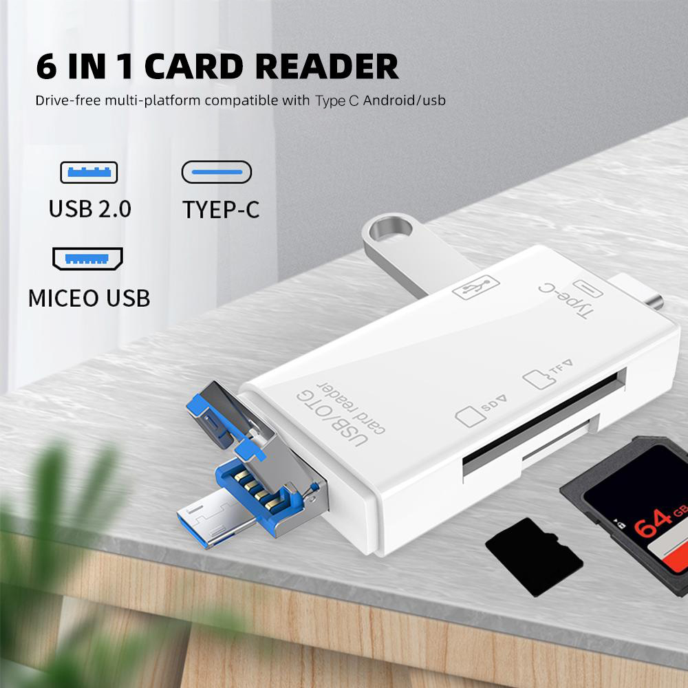 Citac kartica USB JWD 6u1 OTG beli
